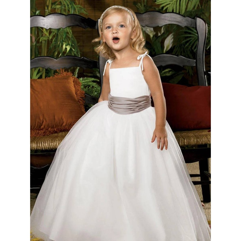 Sweet Beginnings Flower Girl‎ Dress Kids 5 White Champagne Tulle Ball Gown